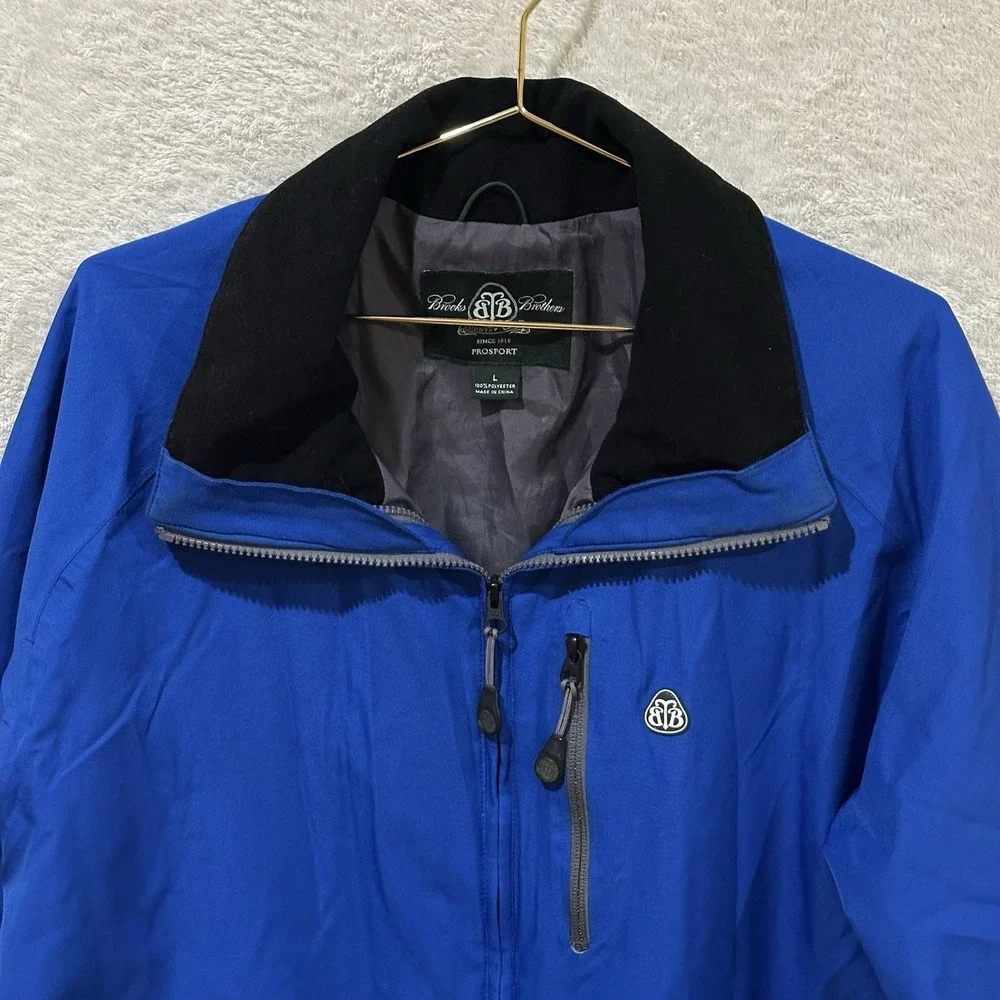 Brooks‎ Brothers Mens Large Country Club Prosport Jacket Zip Blue No Hood Vents